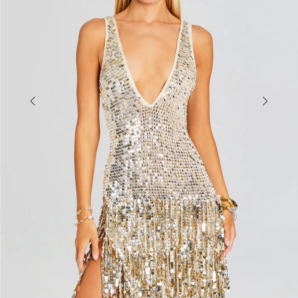 Retrofete Libra Fringe Crochet Sequin Maxi Dress - Picture 4 of 5